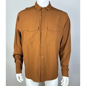 Lululemon Double Pocket Long Sleeve Overshirt Copper Brown Mens XL? Mesh‎ Shirt